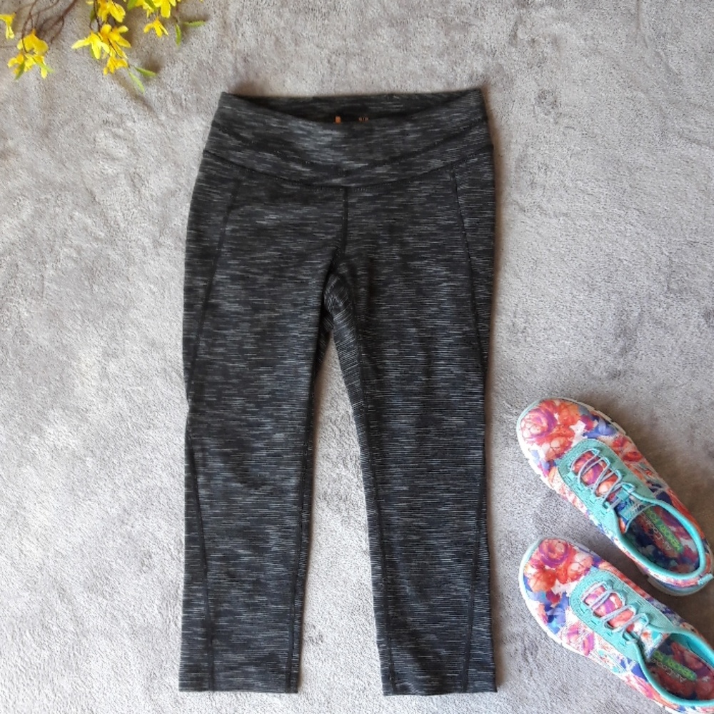 Lucy Black & Grey Striped Active Yoga Capri Pants